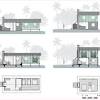 Two elevations of a modern architectural design. 1