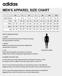 Adidas T Shirts Size Chart
