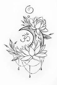 De nombreux tatouages de fleur de lotus sont faits en mandala. Esquisse D Un Lotus Et De La Lune Sur Fond Blanc Dessin Fleur De Lotus Tatouage D Inspiration Idees De Tatouages Fleurs