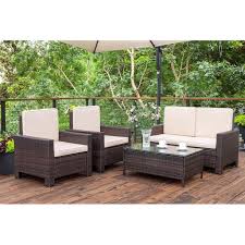 Walnew 4 Pieces Outdoor Patio Furniture Sets Rattan Chair Wicker Conversation Sofa Set Outdoor Indoor Backyard Porch Garden Poolside Balcony Use Furniture Bei Outdoor Patio Furniture Sets Outdoor Patio Furniture Conversation