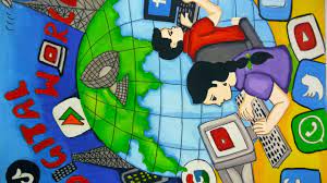 How To Draw Poster On Digital India Digital World For Competition Youtube
