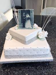 Diamond Anniversary Cake With Photo Made With Edible Printing 60 Wedding Anniversary Cake Wedding Anniversary Cakes 25th Wedding Anniversary Cakes