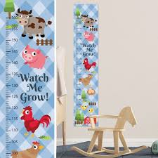 Cute Farm Animals Growth Chart Wall Decal Kids Room Growth Chart Wall Sticker Height Chart Wall Decal Personalise With Name And Birthday
