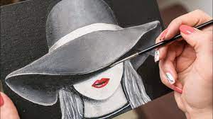 The Blonde Girl Hiding Under A Hat Acrylic Painting Homemade Illustration 4k Youtube Blonde Girl Girl Hiding Acrylic Painting