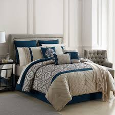 Black And Cream Comforter Set Warrenton Embroidered 14 Piece California King Comforter Set In Blue Comforter Sets Pattern Comforters Blue Comforter Sets