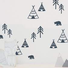 wandsticker wandtattoo wild life wildnis tipis etsy wall vinyl decor diy prints wall sticker
