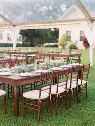 Farm Tables With Fruitwood Chivalry Chairs And Ivory Cushions Wedding Open House Chivari Chairs Farm Table