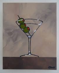 Whimsical Classic Three Olive Martini Cocktail Original By Artelo 85 00 Acrylic Painting Inspiration Martini Paint And Drink