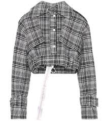 Black And White Checkered Jacket Womens Off White Cropped Plaid Jacket From The Runway Collection This Jacket From Off White Channels The Urba Plaid Jacket Womens Cropped Jacket Off White Jacket