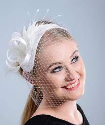 White Bridal Hat With Face Veil White Wedding Fascinator Hat With Face Net White Vintage Wedding Fascinator White Fascinator Bridal Hat Vintage Wedding Hats