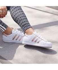 All styles and colours available in the official adidas online store. Adidas Original Womens Superstar White Shoes With Rose Gold Stripes Sale Uk Adidas Superstar Rose Gold Gold Adidas Adidas Shoes Women