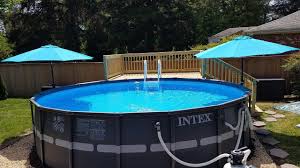 Intex Above Ground Pool New Pool Deck Ladder Umbrellas And Landscaping Changes May 2020 Youtube Intex Above Ground Pools Pool Ladder Pool Umbrellas