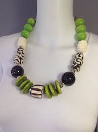 Black And White Jewelry Bold African Tribal Style Necklace Black White Lime Green Tribal Style Necklace Jewelry Beautiful Jewelry