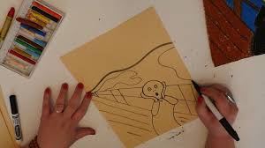 How To Draw The Scream Very Easy Steps Line Art Lesson Elementary Art Art Lessons