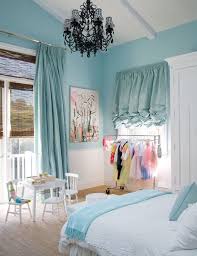 Girl S Rooms Glossy Black Chandelier Plaid Shades Blue Walls Chair Rail Blue Girls Blue Bedroom Blue Rooms Home
