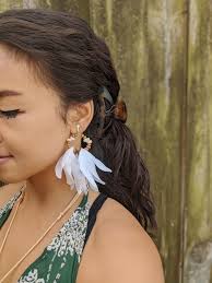 White Flower Statement Earrings, White Rose Earrings, Large Flower  Earrings, Clip