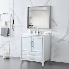 0% finance available or monthly instalments available on all orders over £99 subject to status. Vanity Art 30 Single Sink Bathroom Vanity Set 1 Shelf 2 Drawers Small Bathroom Storage Floor Cabinet With White Marble Top Overstock 27120209