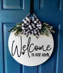 Front Door Decor Door Hanger Welcome To Our Home Door Etsy Door Signs Diy Wooden Door Signs Welcome Signs Front Door