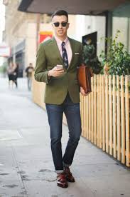 How To Wear An Olive Jacket Or Blazer Men S Style Guide Blazer Outfits Men Green Blazer Outfit Brown Pants Men