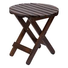 Shine Company Adirondack Burnt Brown Round Wood Folding Table 4108bb The Home Depot Round Folding Table Wood Folding Table Side Table Wood