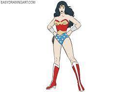 Don't draw this line too low, otherwise your wonder woman will end up with a big chin. How To Draw Wonder Woman Easy Drawing Art
