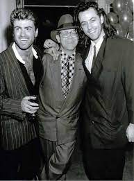 exclusive picture from george michael elton john bob geldof rock the luckiest man in pop the life story of george michael george michael wham elton john