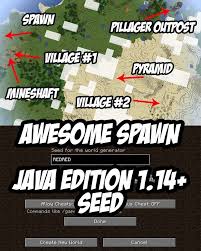 An Awesome Spawn For Minecraft 1 14 Seed Redred 1881547168 Minecraft Tipps Minecraft Minecraft Spiele