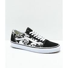 Black And Rainbow Vans Vans Old Skool Skulls Black White Skate Shoes Zumiez Vans Old Skool Vans Shoes