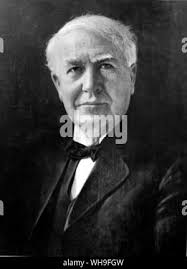 Thomas Alva Edison (1847-1931). American inventor and businessman.  Portrait. Watercolor by the Spanish illustrator Francisco Fonollosa (late  20th century Stock Photo