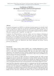 Justeru itu, masyarakat malaysia perlu memahami bahawa objektif penggubalan dasar pendidikan adalah berlandaskan keperluan pembentukan. Pdf Certification Of Moocs Advantages Challenges And Practical Experiences