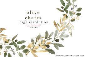 Watercolor Olive Branch Clipart Olive Leaves Leaf Clip Art Green Gold Wreath Border Geometric Clip Art Watercolor Wedding Invitations Interior Design Rustic