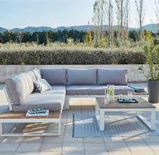 salon bas de jardin san diego aluminium blanc 5 personnes au meilleur prix en stock li piccoli spazi esterni tavolo e sedie da giardino salotti all aperto