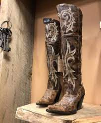 Dan post over the knee boots. Dan Post Women S Jilted Knee High Western Fashion Boot Distressed Brown El Potrerito