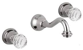 Badezimmer waschtisch mit marmorplatte und unterschrank. Luxus Waschtisch 3 Loch Wandarmatur Mit Swarovski Kristallglas Silber Waschtischarmatur Fur Die Wandmontage