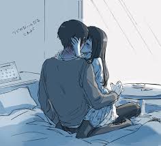 shishamo (abc shishamo), kanzaki yukiko, sugino tomohito, ansatsu  kyoushitsu, absurdres, bad id, bad pixiv id, highres, translation request,  1boy, 1girl, bed sheet, blue theme, blush, body blush, closed eyes, ear  blush, floral