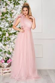 Lightpink Dress Occasional Long Cloche One Shoulder Plumeti From Tulle