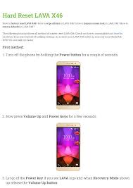 Hard Reset LAVA X46