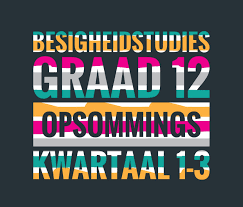 Besigheidstudies Opsommings Vir Graad 12 In Afrikaans Beskikbaar In Kleur En Wit En Swart Die Opsommings Is Inlyn Met Verskeie Bronne Soos Die A Leer Tot Wit
