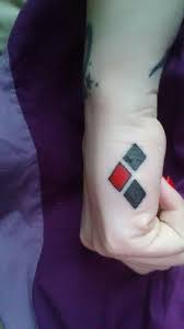 (because when your job sends you to la for a meeting you go take a trip to get tattooed by your tattoo design since harley always said she wanted a lady bug tattoo and they're lucky. My Hand Tattoo Harley Quin Diamonds Tattoo Hand Tattoos Tattoos Harley Quin Tattoo