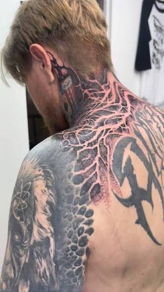 Negative Space Sleeve Tattoo Men