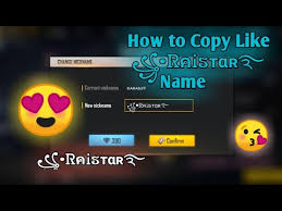 Free fire nickname 2020 has changed such as the limit of 20 characters when specializing the game's name to the character and restricting many matching characters. How To Copy Like Raistar Name Style How To Write Like Raistar Name Raistar Name Style Name Copy Youtube