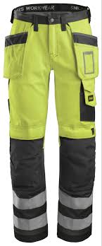 Snickers Workwear 3233 Hi Vis Holster Pocket Kneeguard Trousers