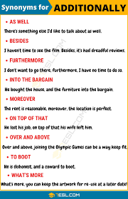 Additionally Synonym 12 Synonyms For Additionally With Useful Examples Learn English Words Learn English English Vocabulary Words