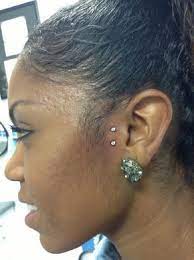 Facial Double Dermal Piercing Sideburn Cute Piercings Pretty Ear Piercings Face Piercings