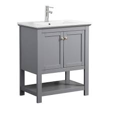 This vanity is finished in a majestic gray color and includes a single full framed mirror. Fresca Bradford 30 In W Traditional Bathroom Vanity In Gray With Ceramic Vanity Top In White With White Basin Fvnhd0105gr Cmb The Home Depot