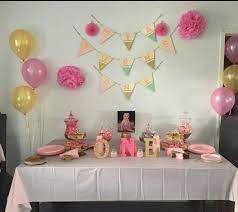 Kmart Bunting Lollie Jars And Candles All Hacked For A Little Girls First Birthday Party Kmarthack Girl First Birthday First Birthdays Party Planning