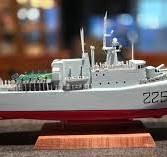 HMCS Ottawa model built from scrap wood