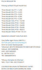Yakni khusus bagi pengguna kartu seluler 3 terdapat kabar yang sangat menggembirakan yang katanya memberikan pulsa gratis kepada. Pulsa Reguler Three Murah Distributor Dan Agen Server Pulsa Murah All Operator 2020