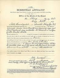 Homestead Affidavit 1887 Homesteading Unity Bravery