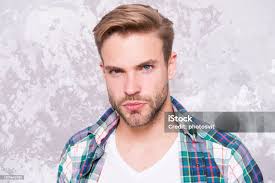 Macho Man Grunge Background Male Fashion Spring Collection Charismatic  Student Checkered Shirt Unshaven Man Care His Look Barbershop Concept Mens  Sensuality Portrait Sexy Guy Casual Style Stock Photo